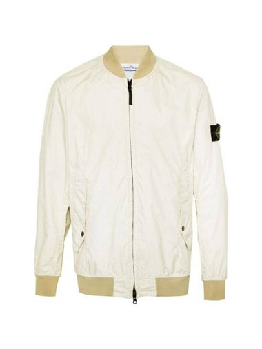 Men's Wappen Patch Zip-Up Bomber Jacket Neutrans Green - STONE ISLAND - BALAAN 1