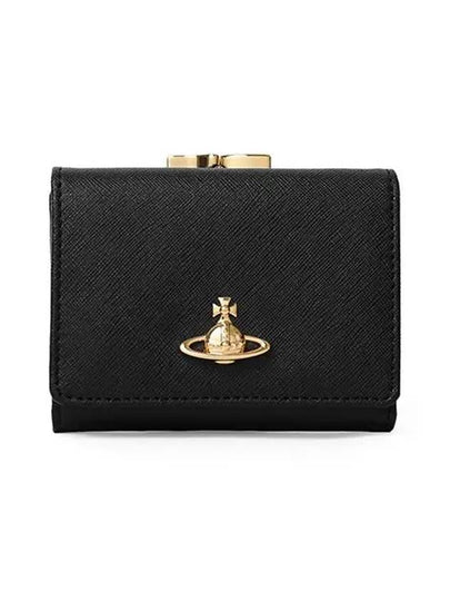 ORB Plaque Small Frame Half Wallet Black - VIVIENNE WESTWOOD - BALAAN 2