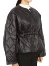 Shiny Quilted Zip-Up Jacket Black - GANNI - BALAAN 7