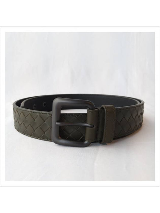 Intrecciato Leather Belt Khaki - BOTTEGA VENETA - BALAAN.