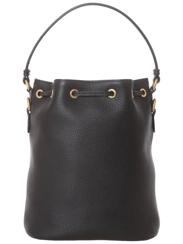 Vitello Phoenix Gold Plated Logo Leather Bucket Bag Black - PRADA - BALAAN 4