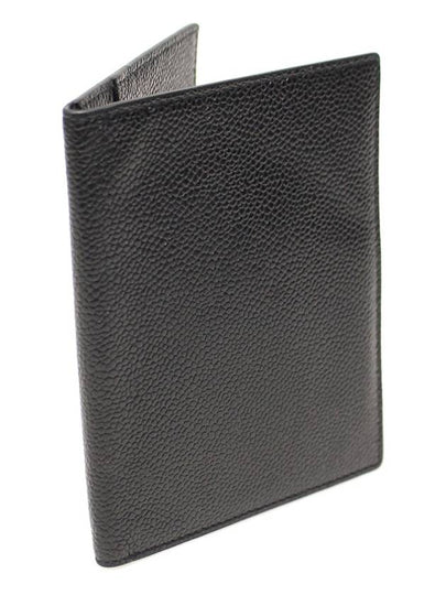 MAW034A00198001 Black Pebble Grain Leather Passport Wallet - THOM BROWNE - BALAAN 2