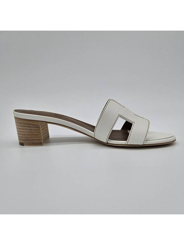 Oasis Calfskin Slipper Heels Blanc - HERMES - BALAAN 8