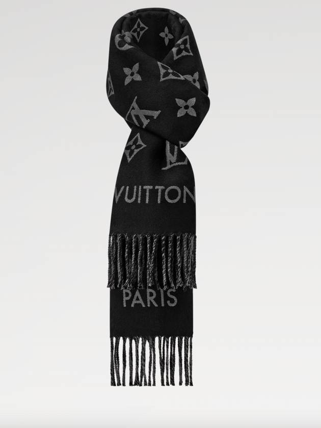 Monogram Wool Scarf Black - LOUIS VUITTON - BALAAN 2