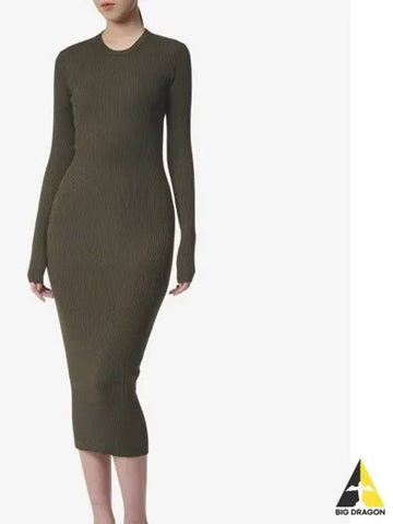 Rib knit textured bodycon dress military W5016PCMILTR - WARDROBE.NYC - BALAAN 1