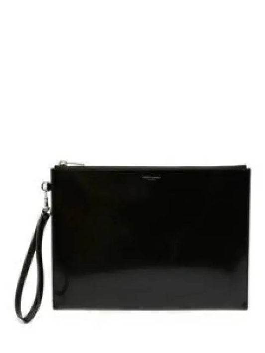 Patent Leather Clutch Bag Black - SAINT LAURENT - BALAAN 2