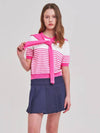 Shawl set striped short sleeve knit MK3MP365PIK - P_LABEL - BALAAN 1
