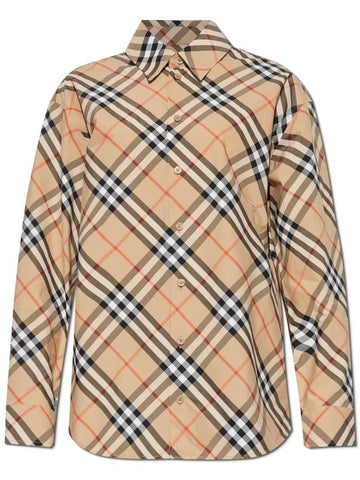 Burberry Checkered Shirt, Women's, Beige - BURBERRY - BALAAN 1