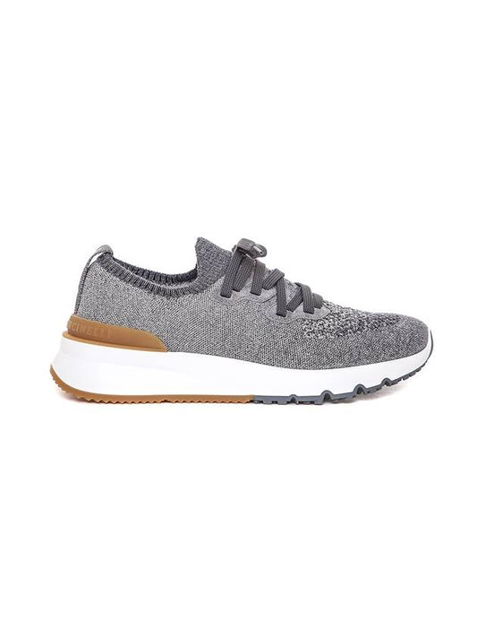 Stretch Knit Low Top Sneakers Grey - BRUNELLO CUCINELLI - BALAAN 1