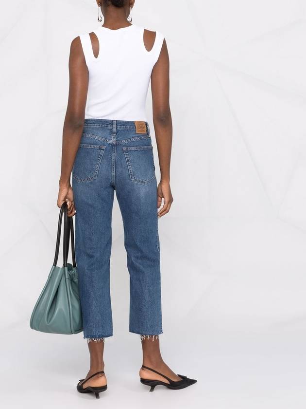 High Waist Cropped Straight Jeans Blue - TOTEME - BALAAN 3