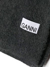 Logo Label Wool Blend Muffler Grey - GANNI - BALAAN 4