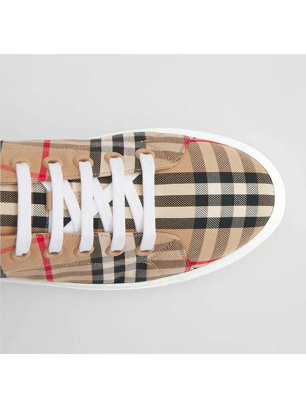 Vintage Check and Leather Sneakers Archive Beige - BURBERRY - BALAAN 6