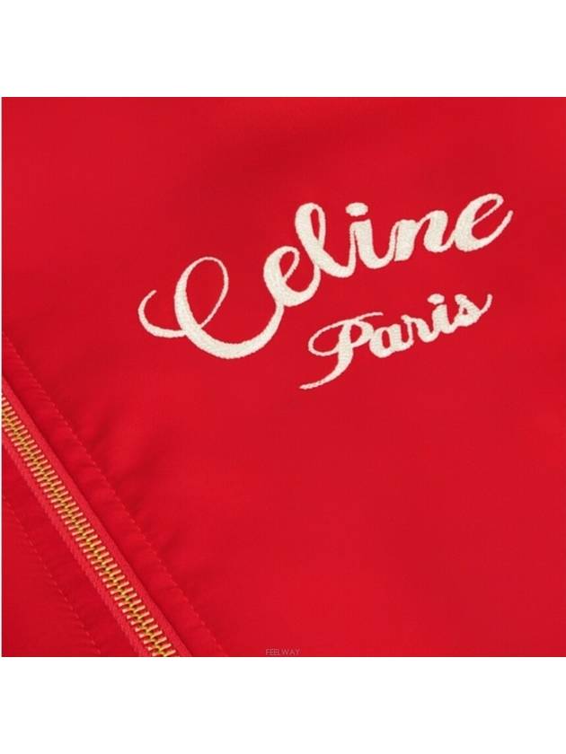 Paris Teddy Satin Jacket Red - CELINE - BALAAN 4