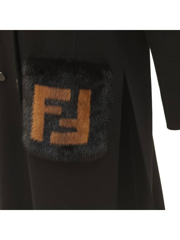 women wool double coat black - FENDI - BALAAN 9