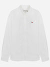 Men's Tricolor Fox Patch Cotton Long Sleeve Shirt White - MAISON KITSUNE - BALAAN 2