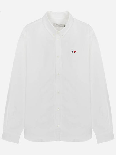 Men's Tricolor Fox Patch Cotton Long Sleeve Shirt White - MAISON KITSUNE - BALAAN 2