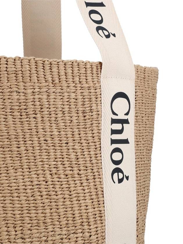 Large Woody Basket Tote Bag White Beige - CHLOE - BALAAN 5