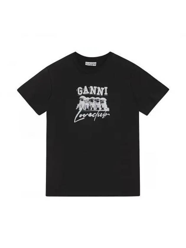 Thin Jersey Puppy Love Relaxed Short Sleeve T-Shirt Black - GANNI - BALAAN 2