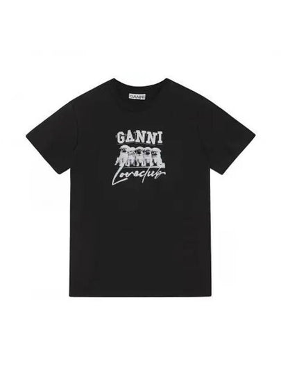 Thin Jersey Puppy Love Relaxed Short Sleeve T-Shirt Black - GANNI - BALAAN 2