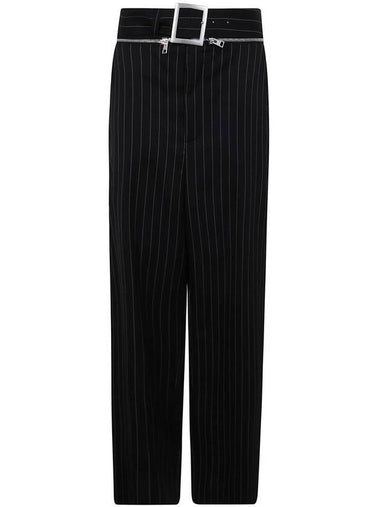 Jean Paul Gaultier Pinstripe Wool Tailored Trouser With Zip Off Belt Clothing - JEAN PAUL GAULTIER - BALAAN 1