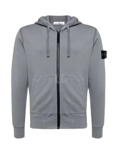 Cotton Fleece Garment Dyed Zip Up Hoodie Green Grey - STONE ISLAND - BALAAN 2