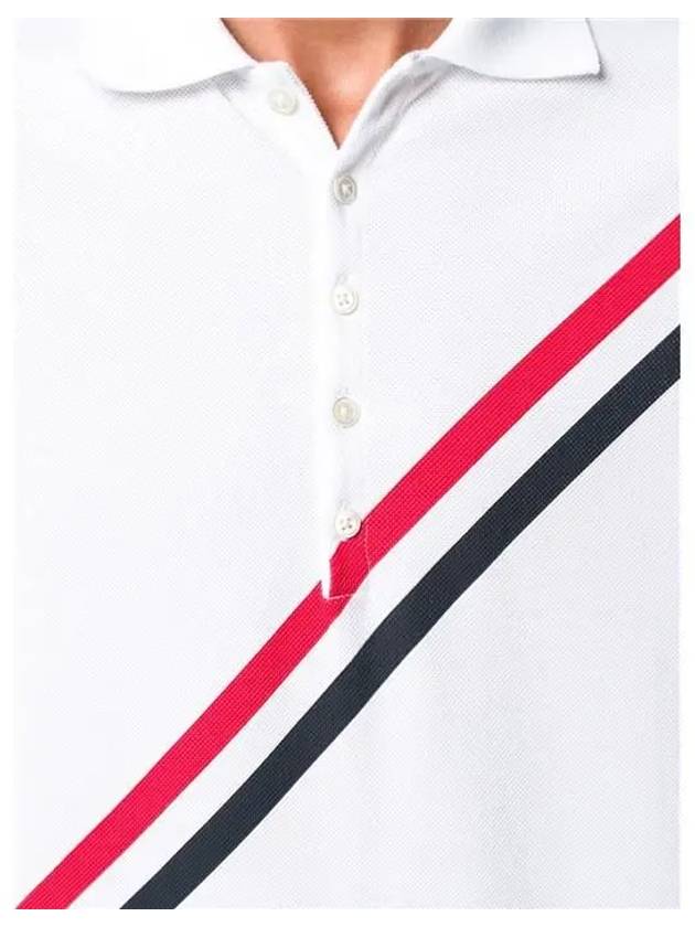 Diagonal Stripe Short Sleeve Polo Shirt White - THOM BROWNE - BALAAN 5