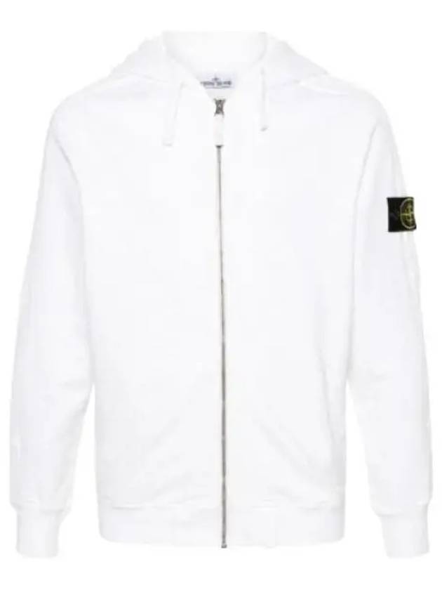 Men's Garment Dyed Malfile Zip Up Hoodie White - STONE ISLAND - BALAAN 2