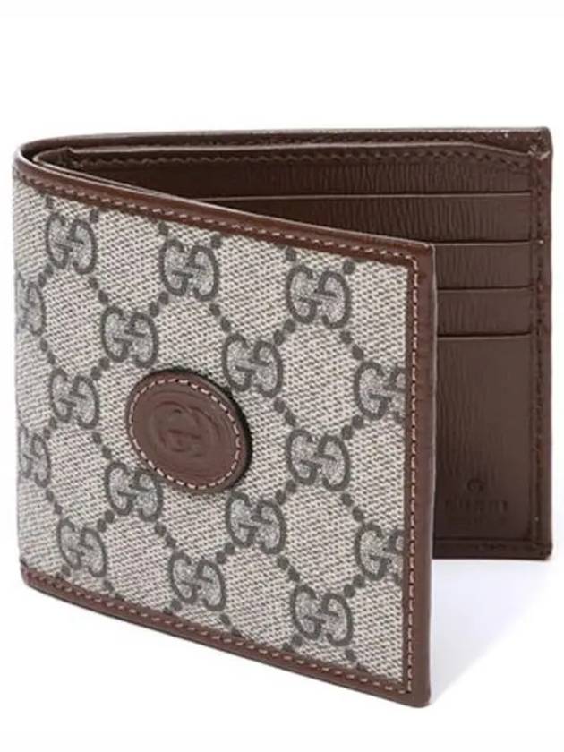 GG Supreme Interlocking Half Wallet Brown - GUCCI - BALAAN 2