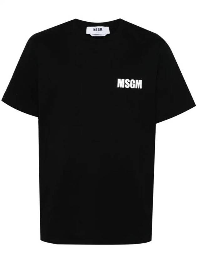 Logo Print Cotton Short Sleeve T-Shirt Black - MSGM - BALAAN 1