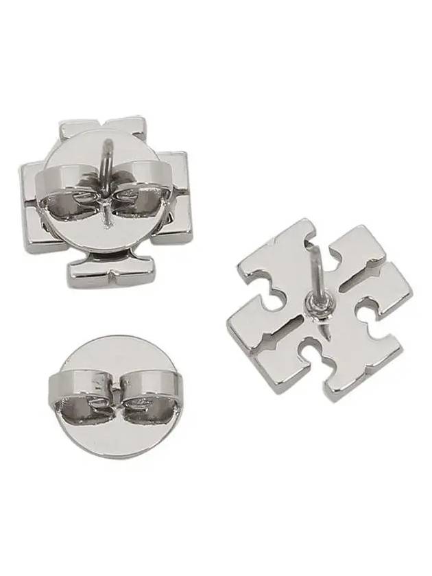 Crystal Logo Stud Earrings Silver - TORY BURCH - BALAAN 4