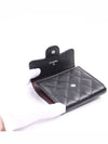 Small Classic Flap Wallet Grained Calfskin Silver Black - CHANEL - BALAAN 5