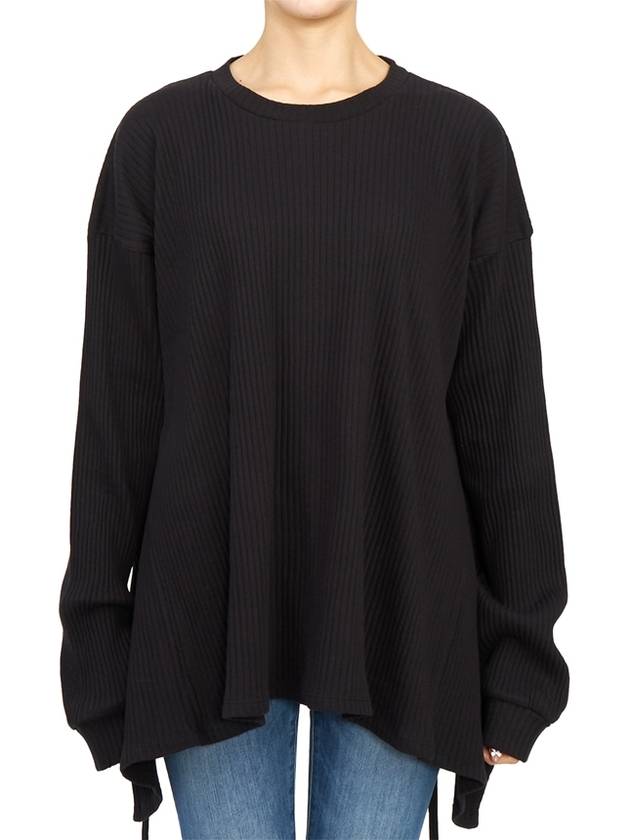 FSHL RIB 000 BLACK Women s Wrap Long Sleeve T Shirt Oversized Fit - BASERANGE - BALAAN 8