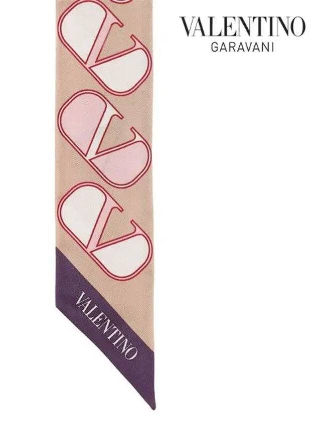 V Logo Signature Scarf Pink - VALENTINO - BALAAN 5