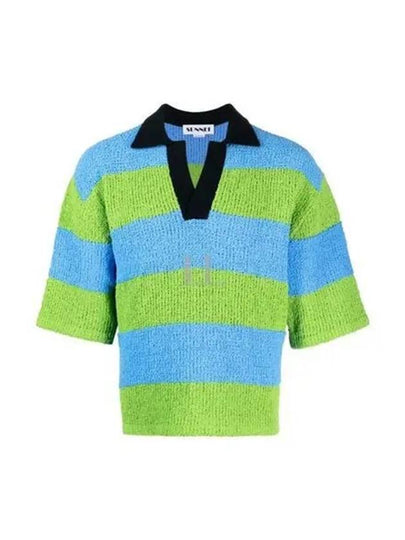 Polo Knit Short Sleeve T-Shirt Azure Green - SUNNEI - BALAAN 2