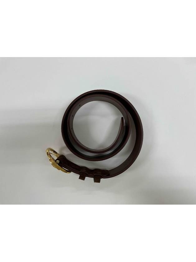 Women's Triomphe Large Twin Suede Leather Belt Brown - CELINE - BALAAN 7