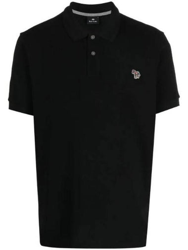 Regular Fit Zebra Logo Short Sleeve Polo Shirt Black - PAUL SMITH - BALAAN 1