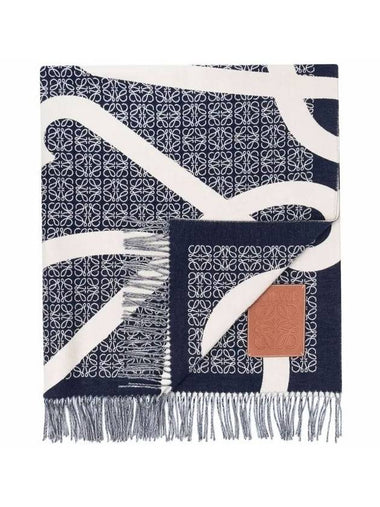 Anagram Blanket Muffler Navy Blue - LOEWE - BALAAN 1