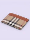 Check Print Leather Card Holder Beige - BURBERRY - BALAAN 5