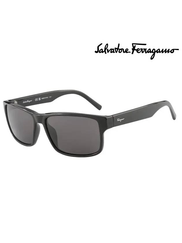 Acetate Rectangle Sunglasses Black - SALVATORE FERRAGAMO - BALAAN 2