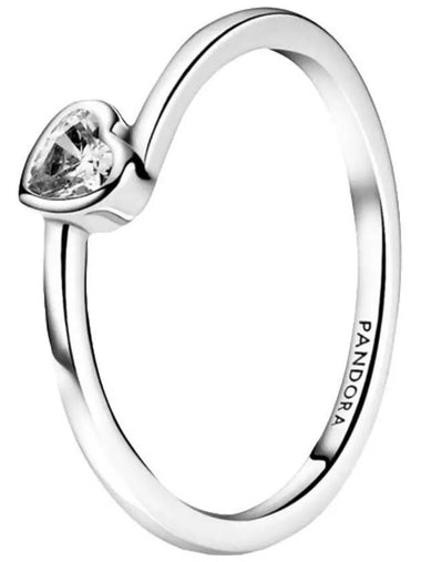 Clear Tilted Heart Solitaire Ring Silver - PANDORA - BALAAN 1