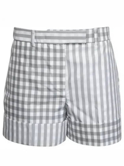 Gingham Check Double Face Poplin Shorts Medium Grey - THOM BROWNE - BALAAN 2