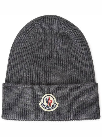 WoW BERRETTO TRICOT Wool Beanie Charcoal 3B70500 A9342 998 - MONCLER - BALAAN 1