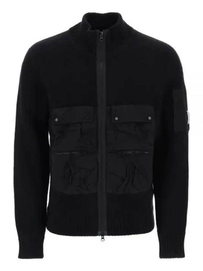 Lambswool Mixed Utility Zipped Knit Zip-Up Jacket Black - CP COMPANY - BALAAN 2