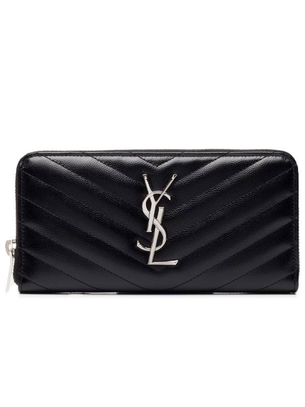 Matelasse Monogram Zipper Long Wallet Black - SAINT LAURENT - BALAAN 2