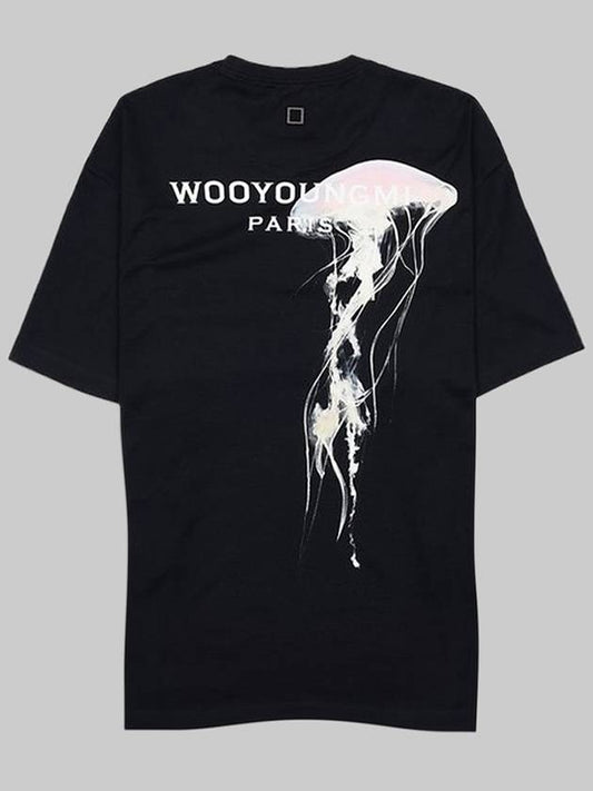 Luminous Jellyfish Back Logo Short Sleeve T-Shirt Black - WOOYOUNGMI - BALAAN 2