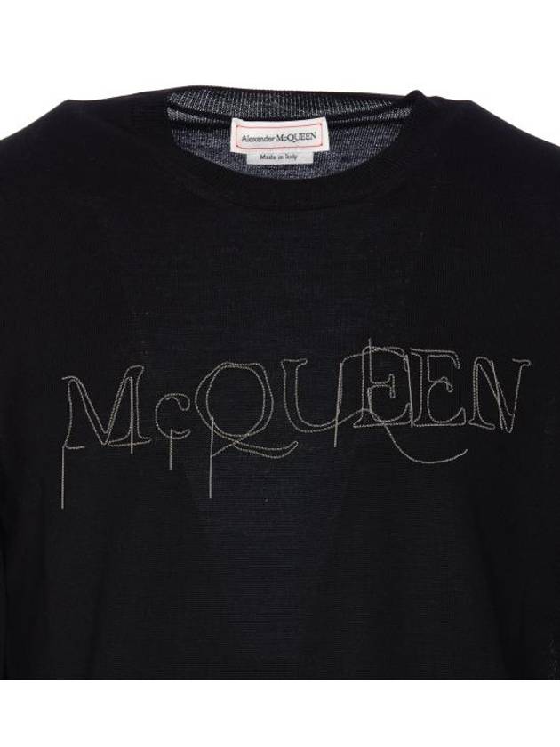 Logo Embellished Crewneck Sweatshirt Black - ALEXANDER MCQUEEN - BALAAN 3