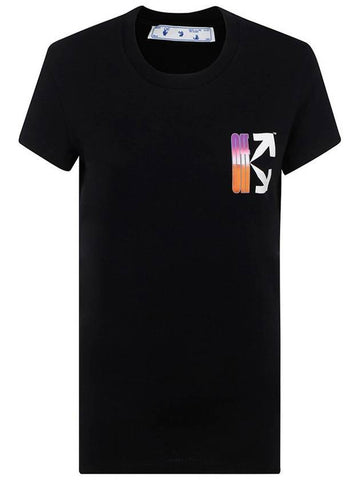 Women's Gradient Arrow Slim Fit Short Sleeve T-Shirt Black - OFF WHITE - BALAAN 1