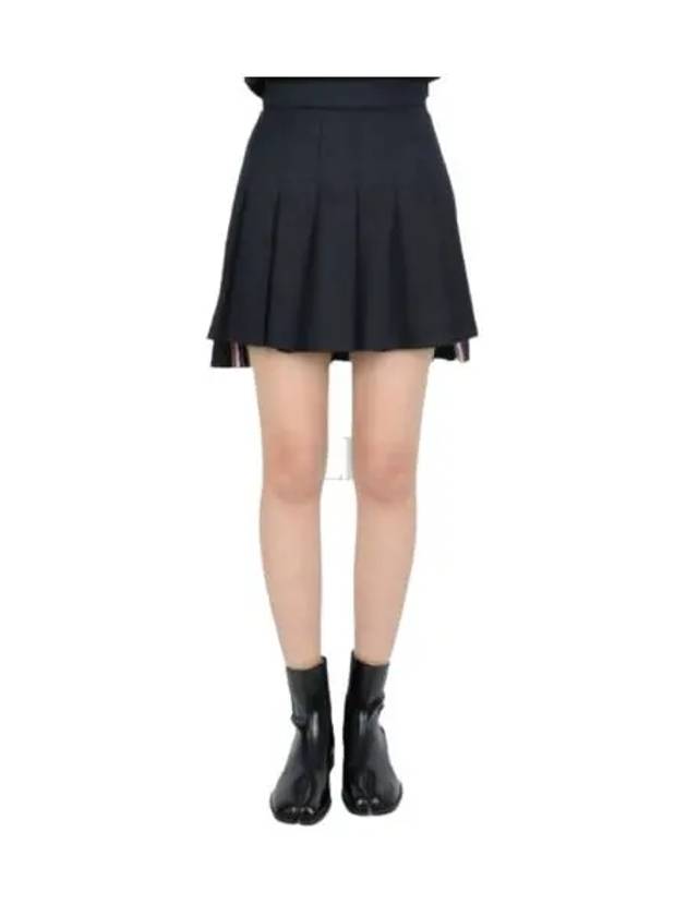 RMB Wool Mini Pleated Skirt Navy - THOM BROWNE - BALAAN 2