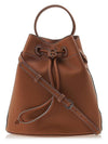 TB Logo Leather Small Bucket Bag Brown - BURBERRY - BALAAN 2