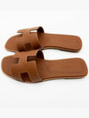 Oran Calfskin Slippers Gold Piqures Ecrues - HERMES - BALAAN 5